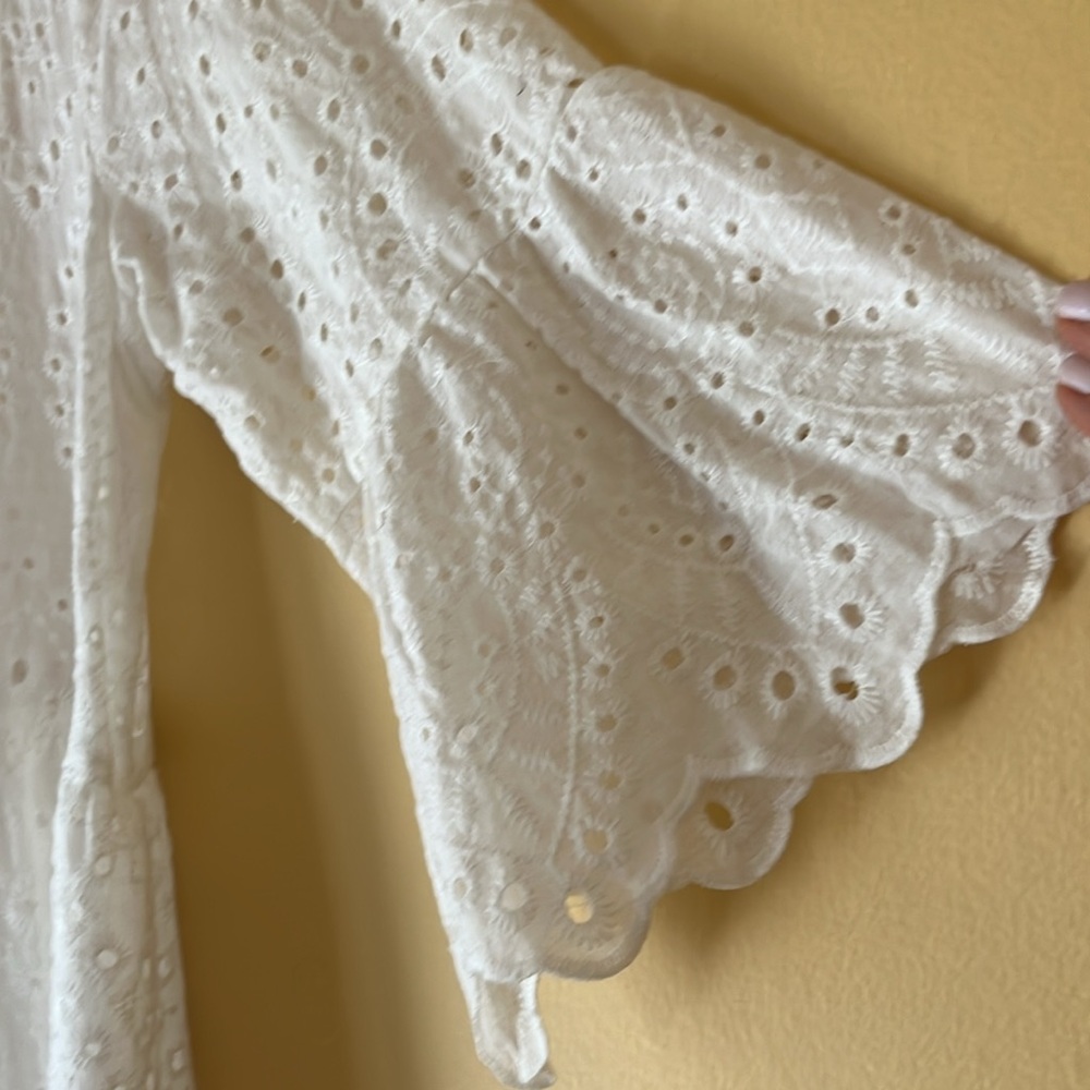 White lattice lace 100% cotton summer dress. Sz m - Picture 6 of 8